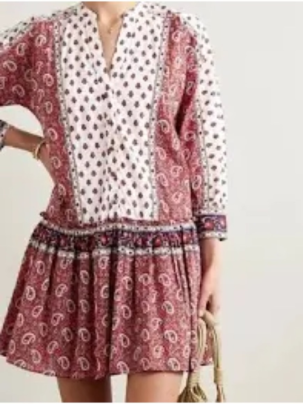 Veronica Beard Red and White Paisley Mini Dress